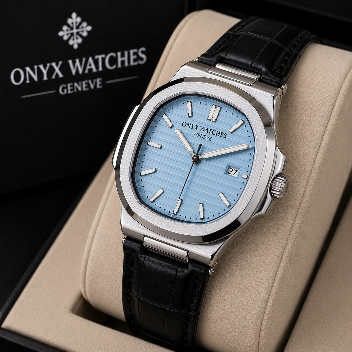 Onyx Patek Philippe - Leather Strap
