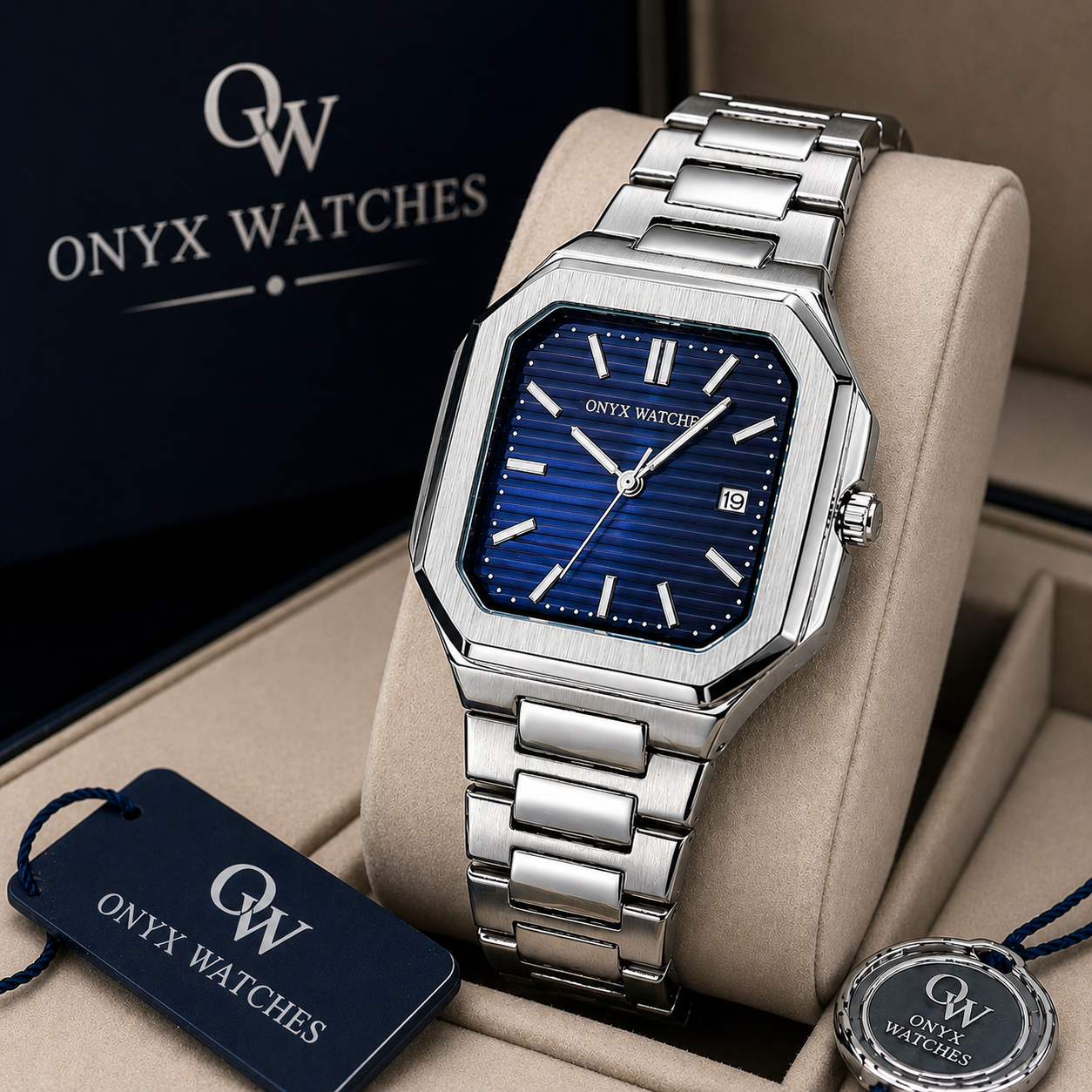 Onyx Universal Point Stainless Steel Chain Watch